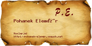 Pohanek Elemér névjegykártya
